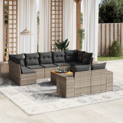 vidaXL Set de sofás de jardín 10 pzas con cojines ratán sintético gris