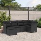 vidaXL Set de sofás de jardín 6 piezas y cojines ratán sintético negro vidaXL Set de sofás de jardín 6 piezas y cojines ratán sintético negro