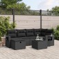 vidaXL Set de comedor de jardín 7 pzas y cojines ratán sintético negro