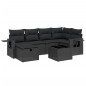 vidaXL Set de comedor de jardín 7 pzas y cojines ratán sintético negro
