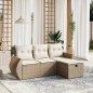 vidaXL Juego de sofás jardín con cojines 4 pzas ratán sintético beige