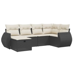 vidaXL Set de sofás de jardín 6 piezas y cojines ratán sintético negro