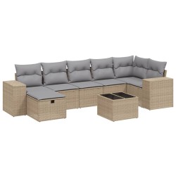vidaXL Juego de sofás jardín con cojines beige mezcla 8 pzas ratán PE