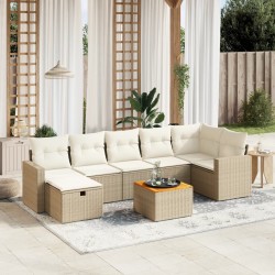vidaXL Juego de sofás de jardín con cojines beige 8 pzas ratán PE