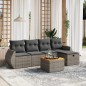 vidaXL Set de muebles de jardín 6 pzas y cojines ratán sintético gris