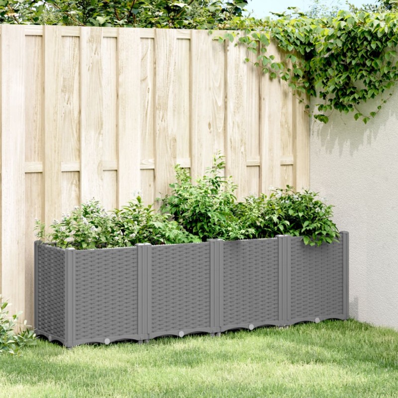 vidaXL Jardinera PP gris claro 160x40x53 cm vidaXL Jardinera PP gris claro 160x40x53 cm