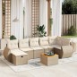 vidaXL Juego de sofás de jardín con cojines beige 8 pzas ratán PE vidaXL Juego de sofás de jardín con cojines beige 8 pzas ratán PE