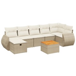 vidaXL Juego de sofás de jardín con cojines beige 8 pzas ratán PE