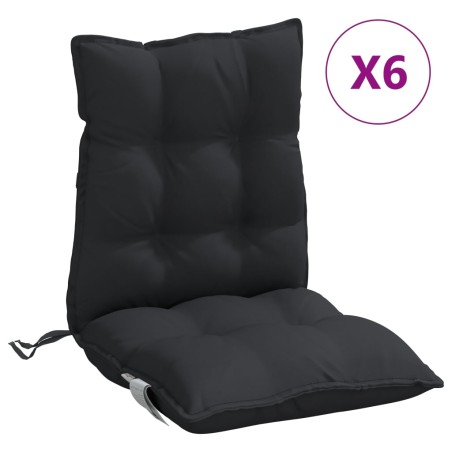 vidaXL Cojines para silla con respaldo bajo 6 uds tela Oxford negro