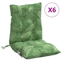 vidaXL Cojines para silla respaldo bajo 6 uds tela estampado de hojas