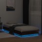 vidaXL Estructura de cama con luces LED roble marrón 100x200 cm