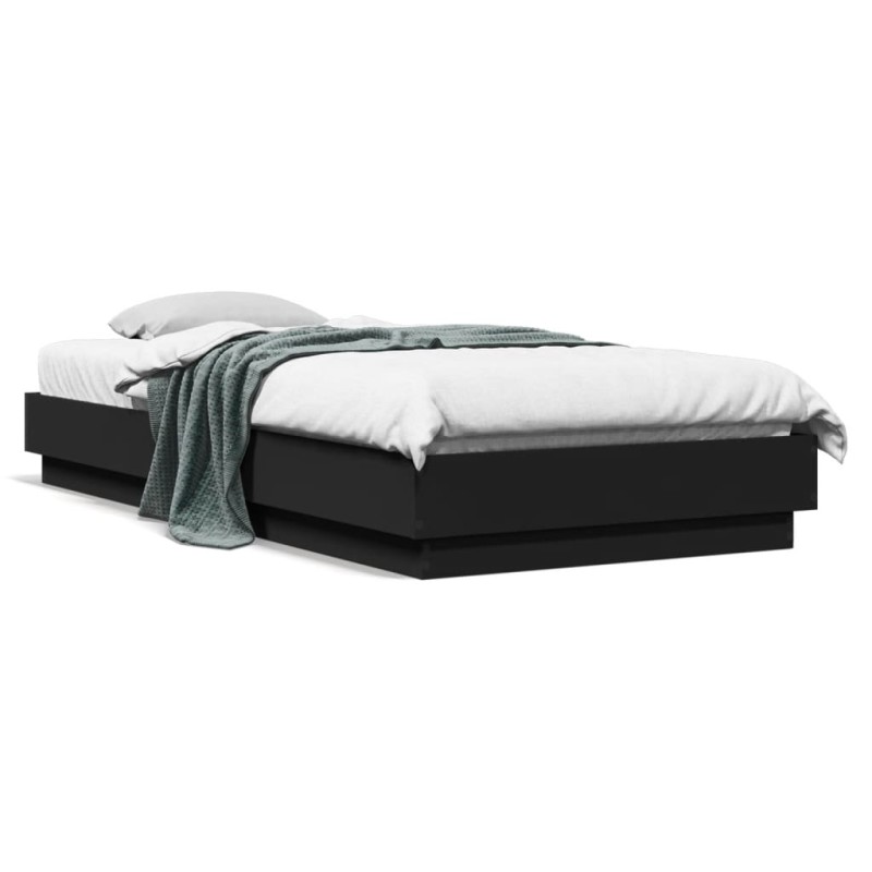 vidaXL Estructura de cama con luces LED negro 90x200 cm