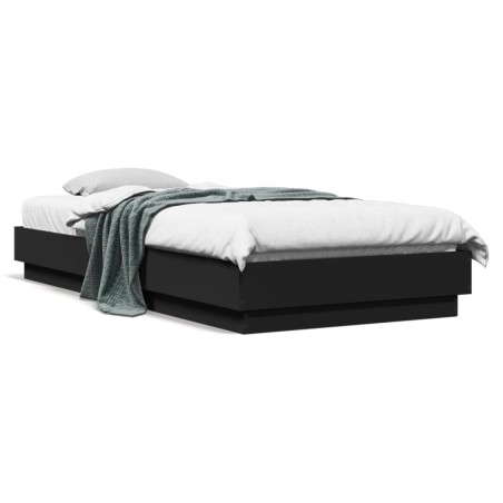 vidaXL Estructura de cama con luces LED negro 90x200 cm