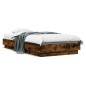 vidaXL Estructura de cama con luces LED roble ahumado 75x190 cm vidaXL Estructura de cama con luces LED roble ahumado 75x190 cm