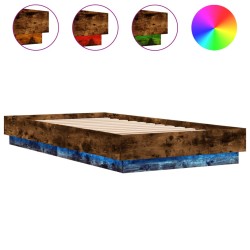 vidaXL Estructura de cama con luces LED roble ahumado 75x190 cm
