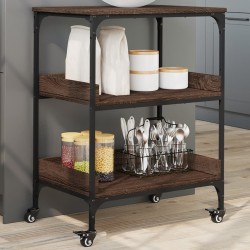 vidaXL Carrito de cocina madera ingeniería marrón roble 60x41x80,5 cm