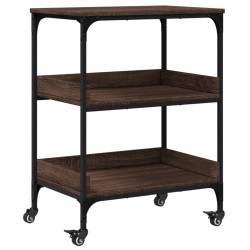 vidaXL Carrito de cocina madera ingeniería marrón roble 60x41x80,5 cm