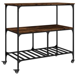 vidaXL Carrito de cocina madera ingeniería roble ahumado 100x50x95 cm