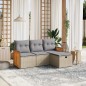 vidaXL Juego de sofás jardín con cojines beige mezcla 4 pzas ratán PE vidaXL Juego de sofás jardín con cojines beige mezcla 4 pzas ratán PE
