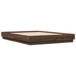 vidaXL Estructura de cama con luces LED roble marrón 160x200 cm