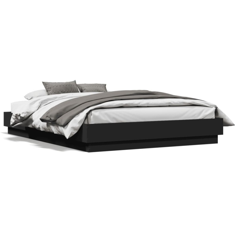 vidaXL Estructura de cama con luces LED negro 140x190 cm vidaXL Estructura de cama con luces LED negro 140x190 cm