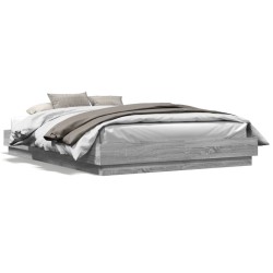 vidaXL Estructura de cama con luces LED gris Sonoma 150x200 cm
