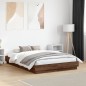 vidaXL Estructura de cama con luces LED roble marrón 135x190 cm vidaXL Estructura de cama con luces LED roble marrón 135x190 cm