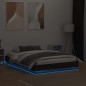 vidaXL Estructura de cama con luces LED roble marrón 135x190 cm vidaXL Estructura de cama con luces LED roble marrón 135x190 cm
