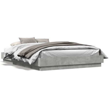 vidaXL Estructura de cama con luces LED gris hormigón 120x200 cm
