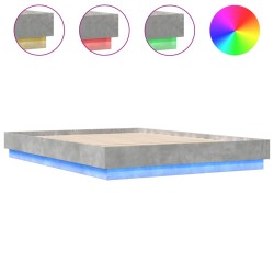 vidaXL Estructura de cama con luces LED gris hormigón 120x200 cm