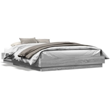 vidaXL Estructura de cama con luces LED gris Sonoma 140x200 cm