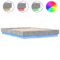 vidaXL Estructura de cama con luces LED gris hormigón 135x190 cm vidaXL Estructura de cama con luces LED gris hormigón 135x190 cm
