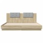 vidaXL Estructura de cama cabecero luces LED roble Sonoma 200x200 cm vidaXL Estructura de cama cabecero luces LED roble Sonoma 200x200 cm