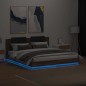 vidaXL Estructura de cama cabecero luces LED roble marrón 160x200 cm vidaXL Estructura de cama cabecero luces LED roble marrón 160x200 cm