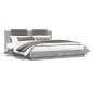 vidaXL Estructura de cama cabecero luces LED gris hormigón 160x200 cm