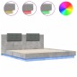 vidaXL Estructura de cama cabecero luces LED gris hormigón 160x200 cm