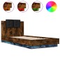 vidaXL Estructura de cama cabecero luces LED roble ahumado 100x200 cm vidaXL Estructura de cama cabecero luces LED roble ahumado 100x200 cm
