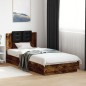 vidaXL Estructura de cama cabecero luces LED roble ahumado 100x200 cm vidaXL Estructura de cama cabecero luces LED roble ahumado 100x200 cm