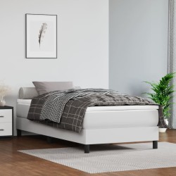 vidaXL Cama box spring con colchón cuero sintético blanco 100x200 cm