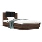 vidaXL Estructura de cama cabecero luces LED roble marrón 90x200 cm