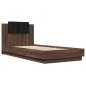 vidaXL Estructura de cama cabecero luces LED roble marrón 90x200 cm