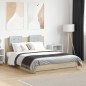 vidaXL Estructura de cama cabecero luces LED roble Sonoma 140x190 cm vidaXL Estructura de cama cabecero luces LED roble Sonoma 140x190 cm
