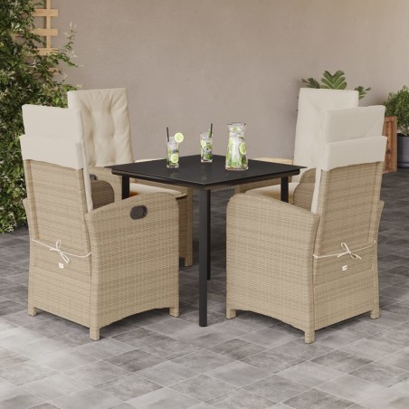 vidaXL Set comedor de jardín 5 pzas con cojines ratán sintético beige