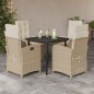 vidaXL Set comedor de jardín 5 pzas con cojines ratán sintético beige vidaXL Set comedor de jardín 5 pzas con cojines ratán sintético beige