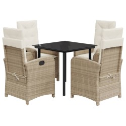 vidaXL Set comedor de jardín 5 pzas con cojines ratán sintético beige