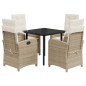 vidaXL Set comedor de jardín 5 pzas con cojines ratán sintético beige vidaXL Set comedor de jardín 5 pzas con cojines ratán sintético beige
