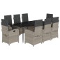 vidaXL Set comedor de jardín 9 pzas cojines ratán sintético gris claro vidaXL Set comedor de jardín 9 pzas cojines ratán sintético gris claro
