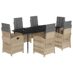 vidaXL Set comedor de jardín 7 pzas con cojines ratán sintético beige