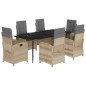 vidaXL Set comedor de jardín 7 pzas con cojines ratán sintético beige vidaXL Set comedor de jardín 7 pzas con cojines ratán sintético beige