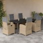 vidaXL Set comedor de jardín 7 pzas con cojines ratán sintético beige vidaXL Set comedor de jardín 7 pzas con cojines ratán sintético beige